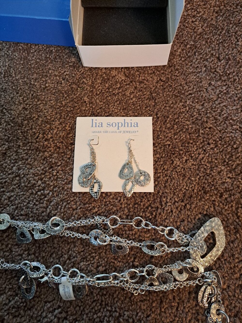 Lia Sophia "LOOPHOLE" silver-tone drop earrings,In Box - Picture 5 of 5